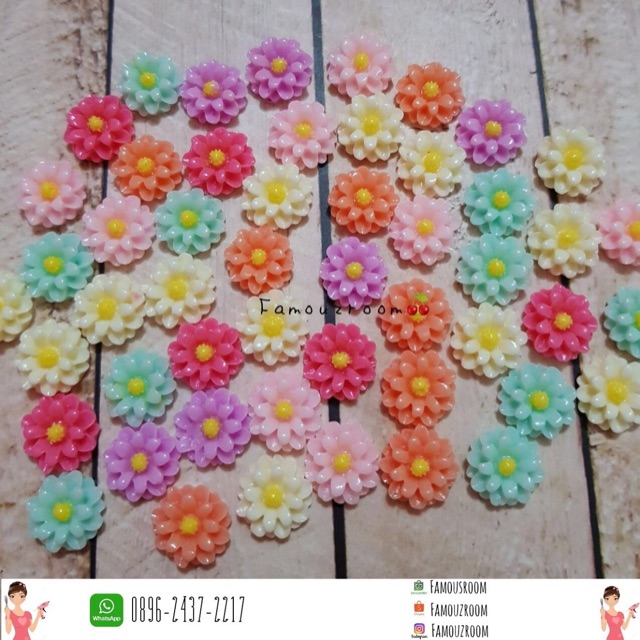 Daisy Resin Flower 6pcs /Resin Bunga Bahan Deco Case