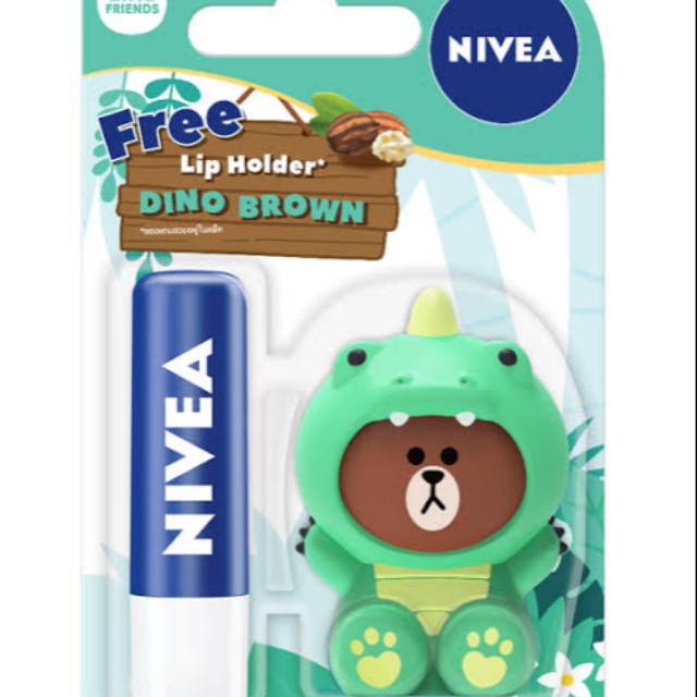 NIVEA Lip Balm Original Care Line Friends Holder Dino Brown (4.8g)