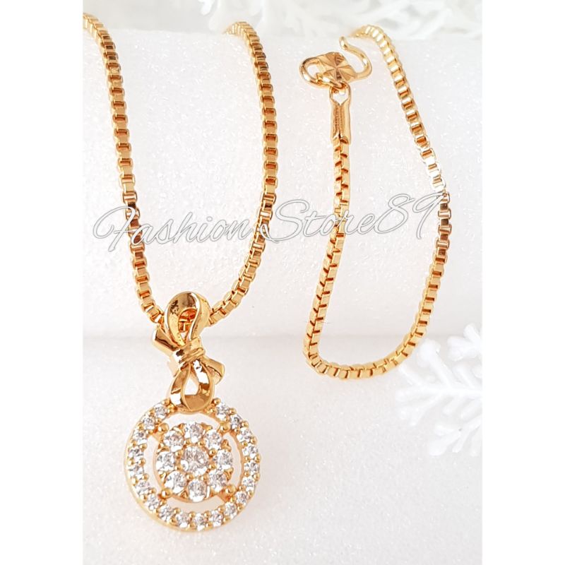 Kalung Liontin Permata Fashion Impor Perhiasan lapis emas 18k yaxiya xuping pita permata zirconia