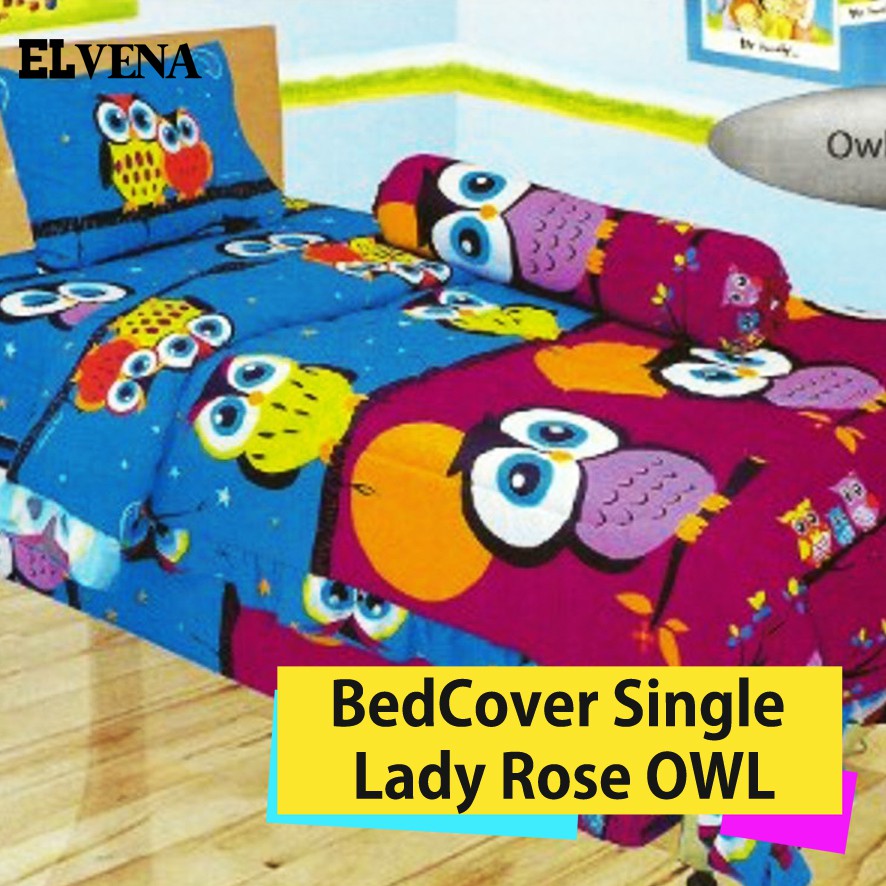 Bedcover LADY ROSE SINGLE 120 x 200 MURAH Motif OWL