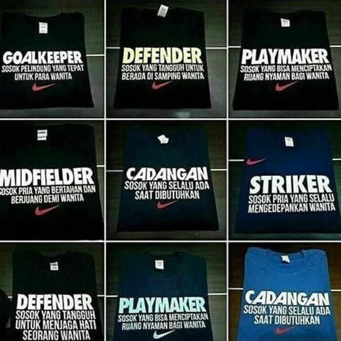 Super Sale KAOS T-SHIRT FUTSAL SEPAKBOLA GOALKEEPER DEFENDER MIDFIELDER STRIKER Murah Banget
