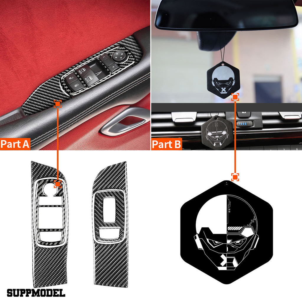 Smodel 4pcs / Set Stiker Cover Stir Mobil Bahan Carbon Fiber Tahan Panas Untuk Dodge Challenger 2015