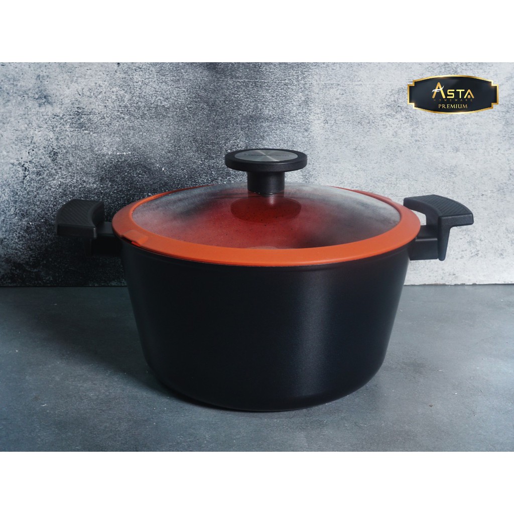 Panci Casserole Asta Premium Neoflam 24 CM Tutup Kaca Premium Soup Pan Anti Lengket