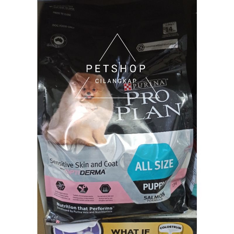 proplan all size puppy 2,5kg sensitive skin and coat pro plan dog makanan anjing