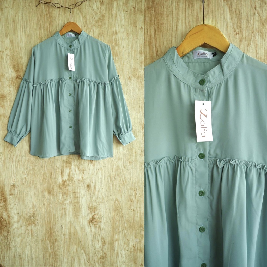 AMIRA BLOUSE by ZALFA OUTFIT / blouse polos / blouse wanita murah-Mint