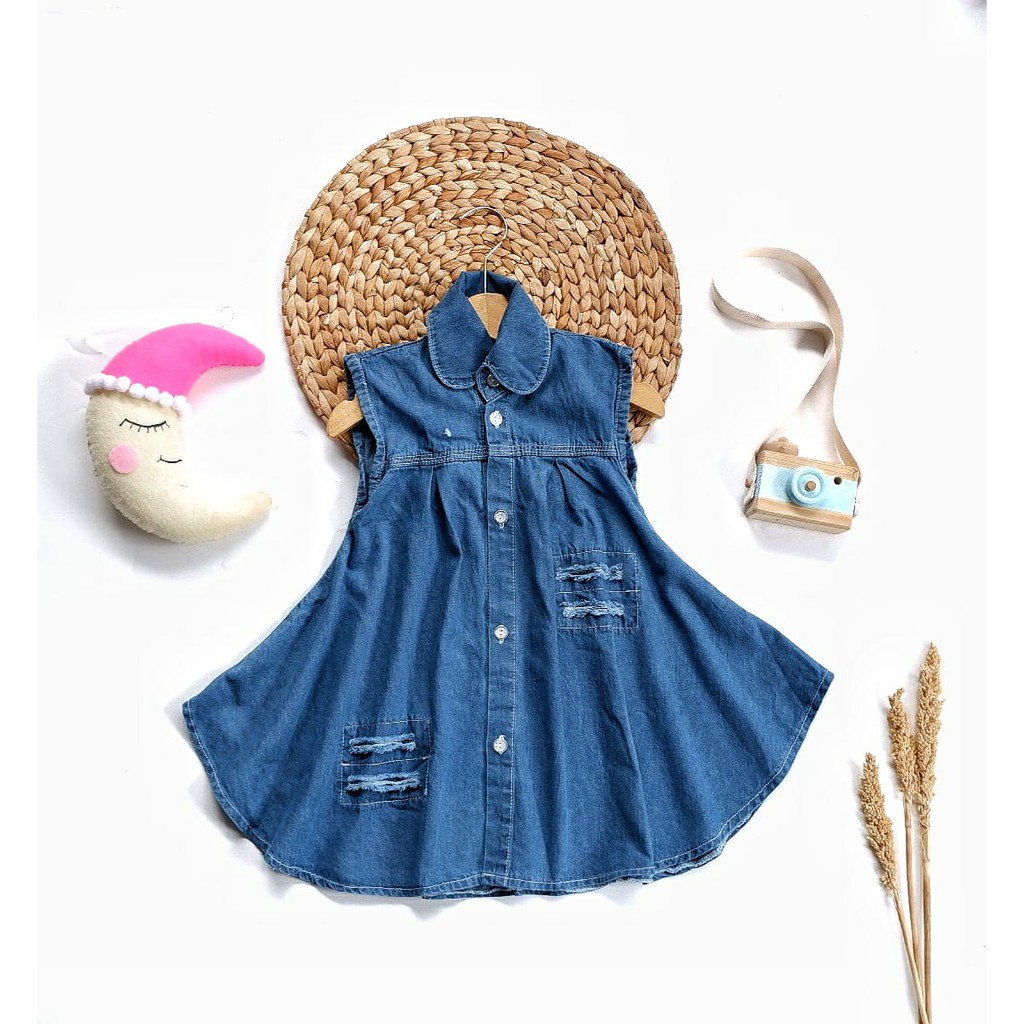 DRESS RIPPED DRESS ANAK 1-4th Dress Anak Jeans DRESS RIPPED/ DRESS JEANS ANAK