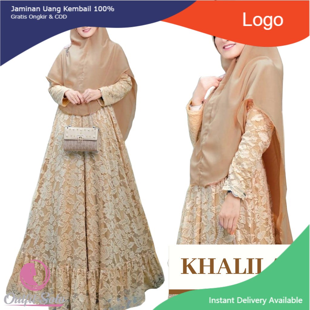 [ COD ] KHALILA DRESS SYARI FREE KHIMAR GAMIS BUSUI BROCADE KHALIFA KEBAYA PREMIUM OUTFIT MUSLIM