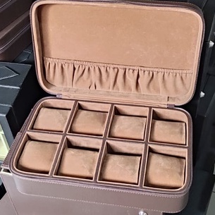 PORTABLE 8 Slot Travel Watch Box Organizer Leather  / PROMO Kotak Tempat Jam Tangan JUMBO