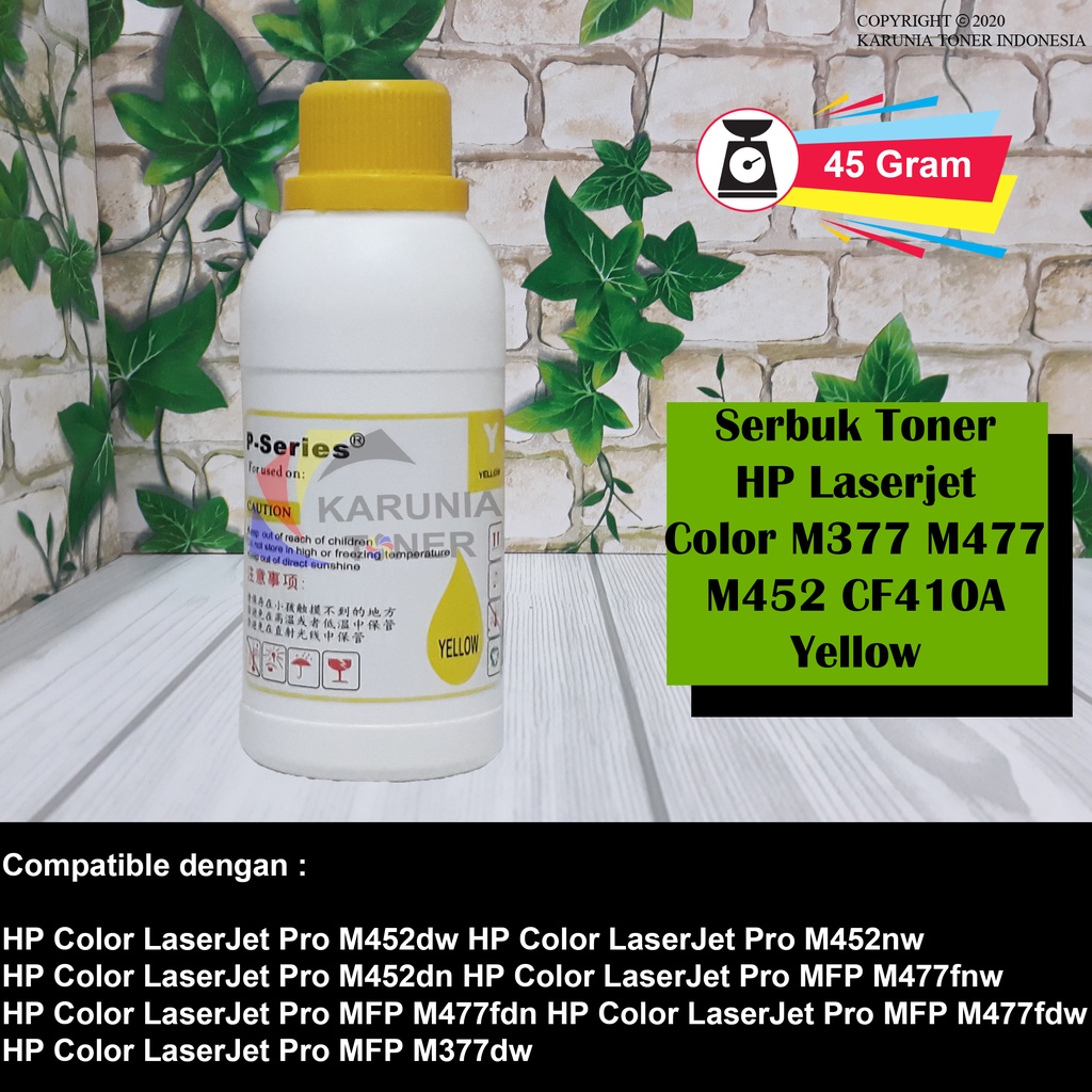 Serbuk Toner Printer HP Laserjet Color M377 M477 M452 CF411A CF413A CF412A CF410A 45 Gram