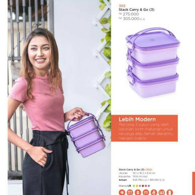 Rantang/STACK CARRY & GO (3) TWIN TULIPWARE