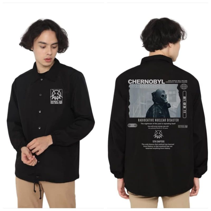 Jaket Coach Erigo // Jaket Pria CJ // Sweater jacket bandung // Jaket Erigo Apparell Terbaru Parasut Perasut-Cernobyl hitam