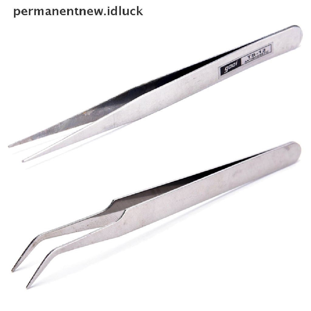 2 Pcs Pinset Pick Bulu Mata Bahan Stainless Steel Untuk Nail Art