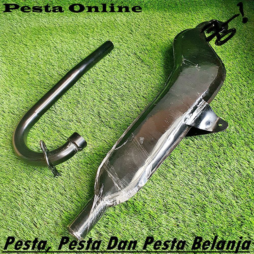 Knalpot Custom Restorasi Modifikasi Trail Honda XL 125 E 1 Paket Pipa Hitam Aplikasi CB GL Tiger
