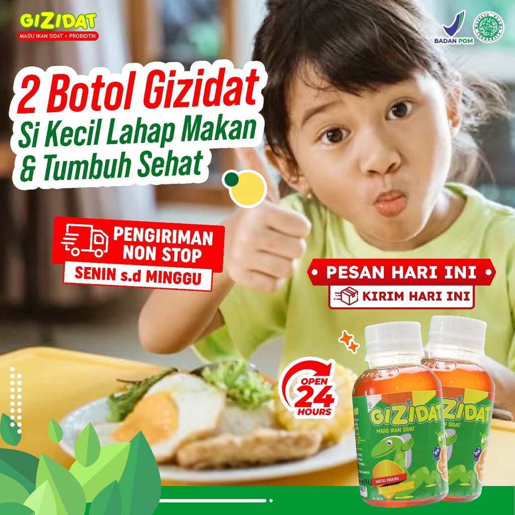 Gizidat Paket 5 Botol - Madu Penambah Nafsu Makan Anak Tumbuh Cerdas Ekstrak Ikan Sidat Naikkan Berat Badan Lancarkan Pencernaan