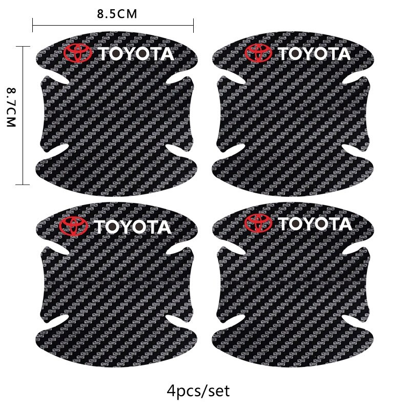 4 / 8pcs Stiker Pelindung Handle Pintu Mobil Bahan Carbon Fiber Untuk Toyota Corolla Cross Hilux Yaris Etios RAV4 Bandeirante