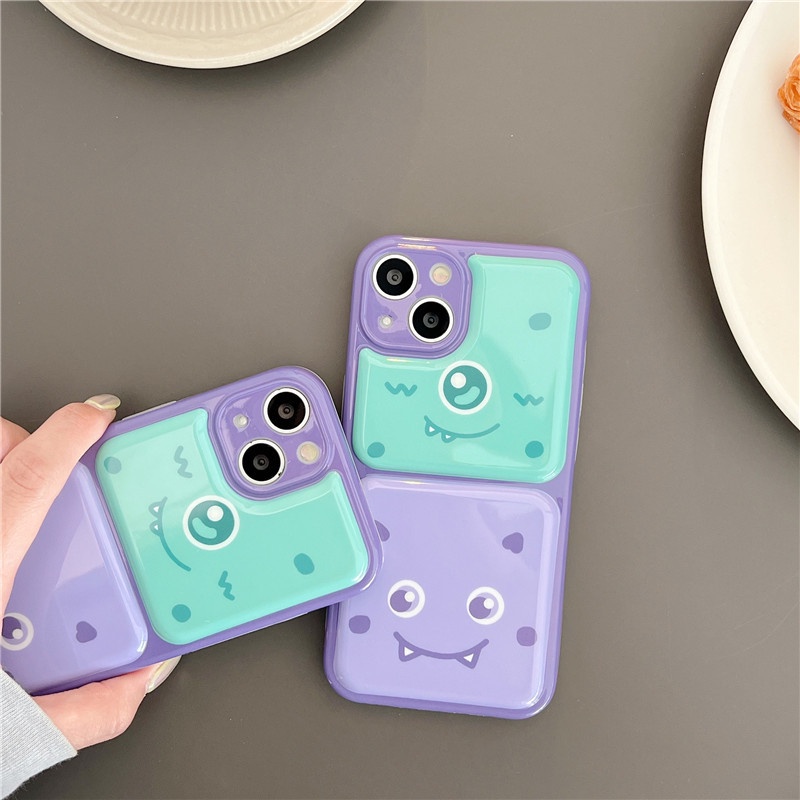 Soft Case Silikon iPhone Motif Monster Casing Pelindung Lensa Kamera Casing iPhone