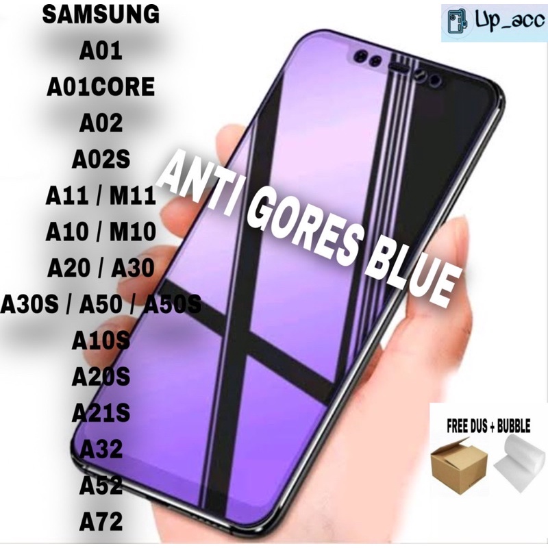 SAMSUNG A23 A04E A04S A03 A04 A03 CORE A31 A13 5G A01 A01CORE A02 A02S A11 M11 A10 M10 A20 A30 A30S A50 A50S A10S A20S A21S A32 A52 A72 Tempered Glass Full Blue Anti Radiasi Blue Light Full Cover 10D