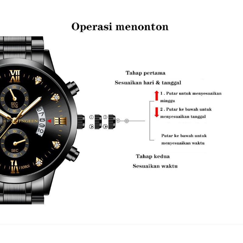 Jam Tangan Pria Anti Air Original Luxury Stainless Steel FNGEEN 5080（Free BOX+Kartu）