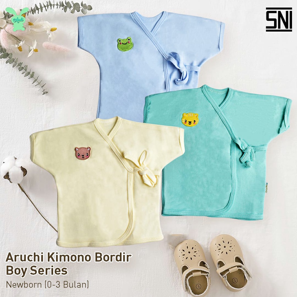 Aruchi Atasan Kimono Bordir Newborn (NB) / Baju Kimono Bayi