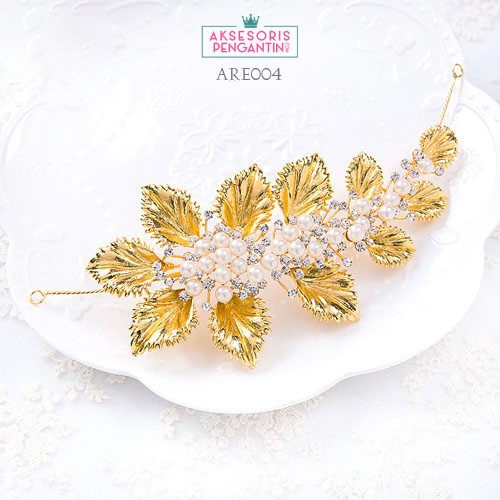 [BISA COD] AKSESORIS RAMBUT HEADPIECE PENGANTIN TIARA WEDDING GOLD ARE004