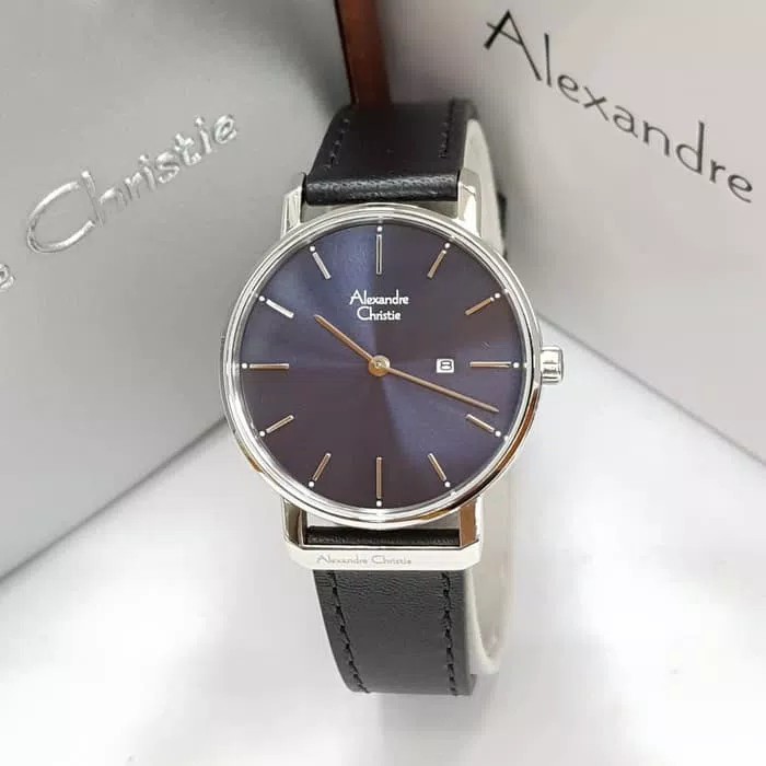 JAM TANGAN WANITA ALEXANDRE CHRISTIE AC 8572 SILVER BLACK ORIGINAL