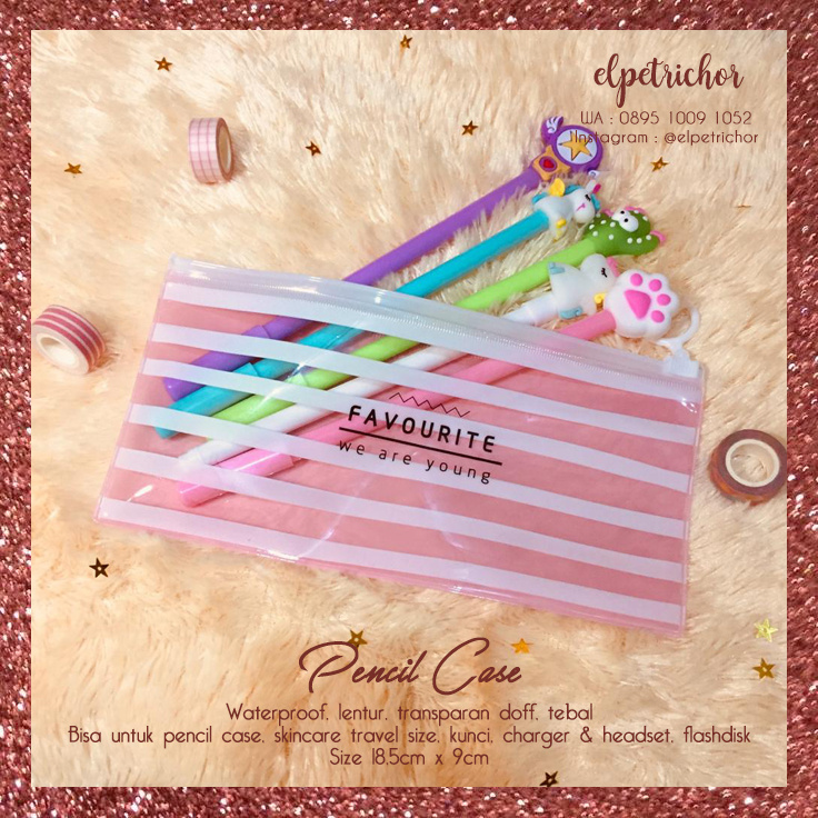 

TEMPAT PENSIL WATERPROOF TRANSPARAN WANITA PASTEL ZIPPER BAG SERBAGUNA ALAT TULIS LUCU / ELPETRICHOR