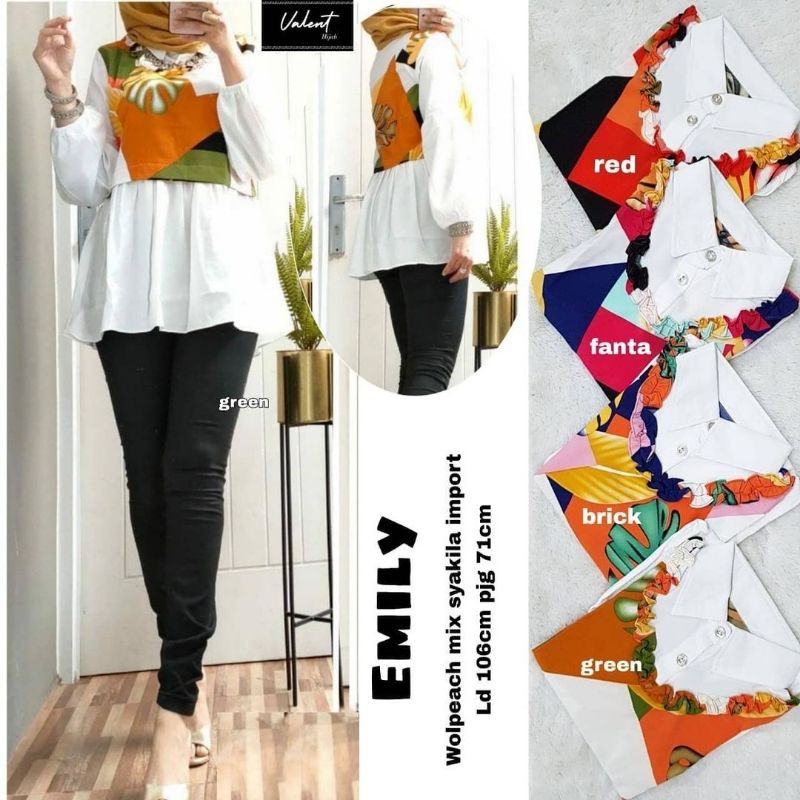 Emily Top blouse wanita blouse muslim blouse import