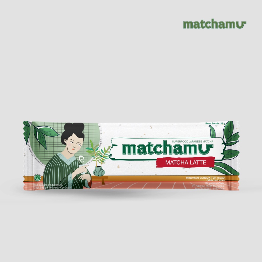 MATCHAMU Latte 24g Sachet - Matcha / Hojicha / Sakura / Kinako / Black Sesame - Minuman Superfood