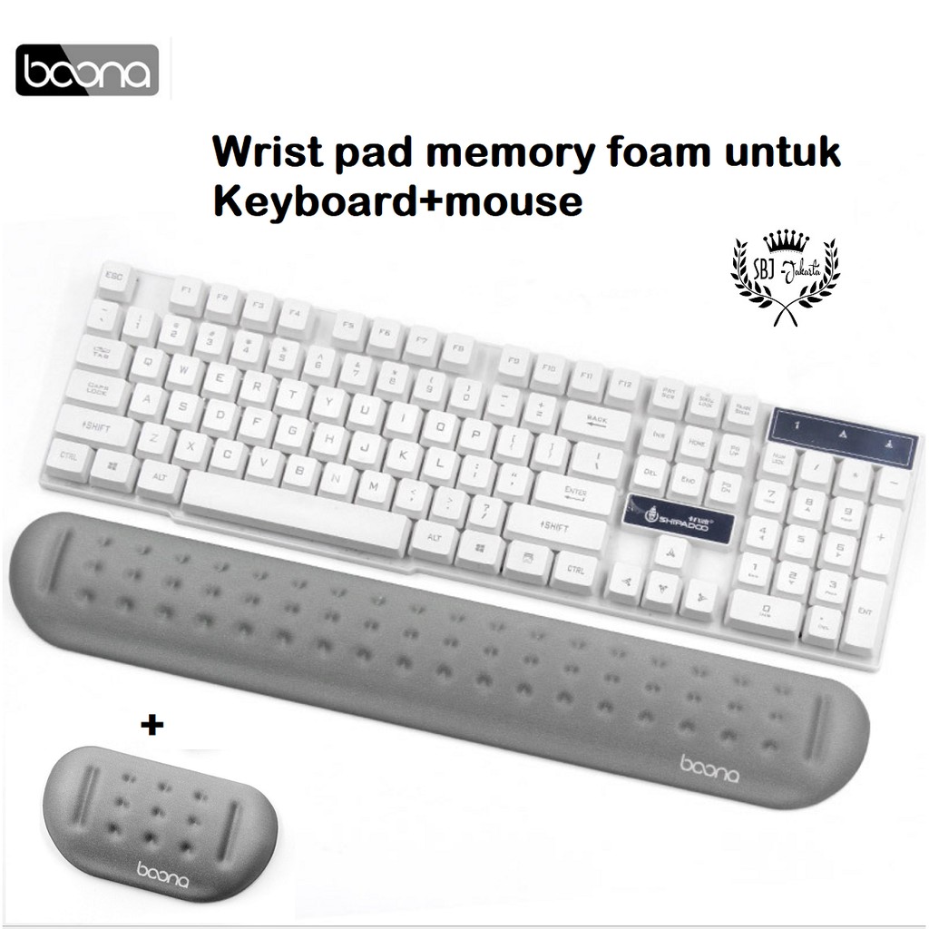 Baona Wrist Pad Memory Foam Keyboard Mouse / Wrist Rest Pad Baona Memory Foam Kualitas Premium