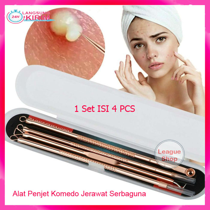 [4 Pcs/1 Set] Alat Pencet Komedo Jerawat Set Pinset Komedo Jerawat Set Jepit Stainless Anti Bakteri