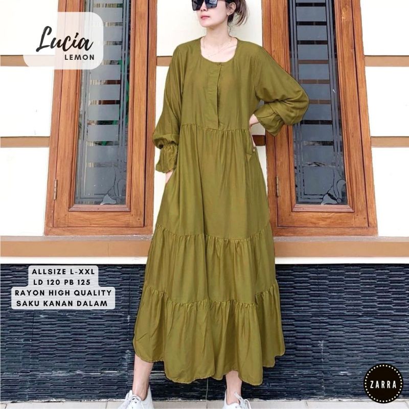 (BISA COD) LUCIA GAMIS WANITA TERBARU ORIGINAL PRODUK BY ZARRA