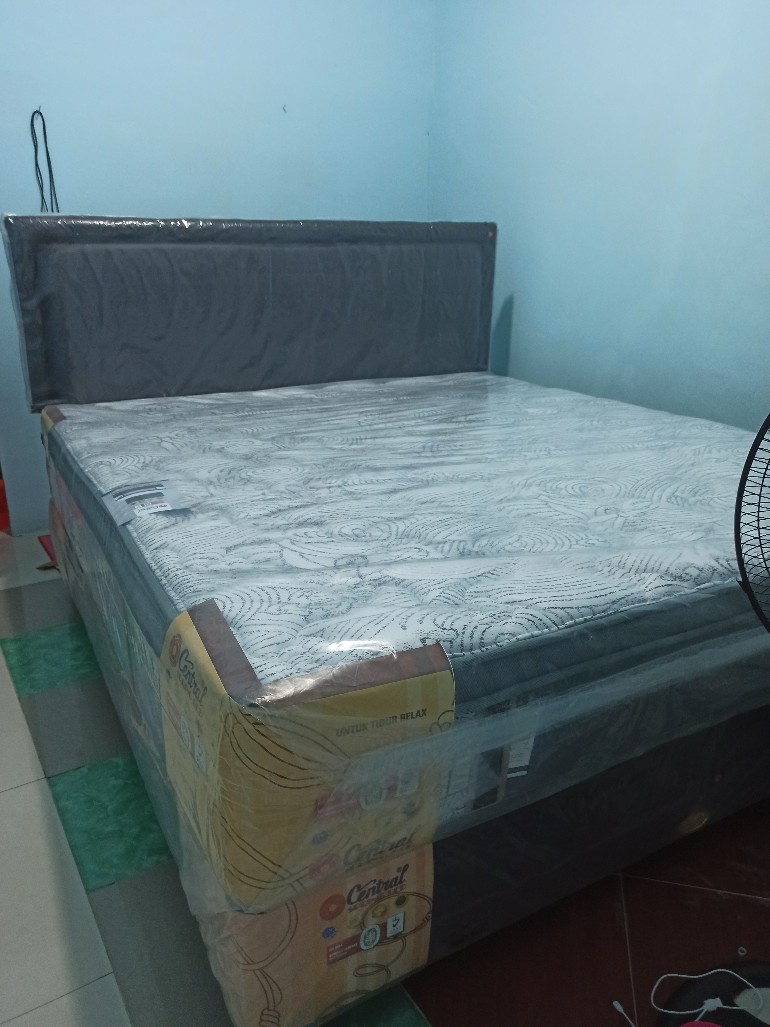 Springbed Central Deluxe Plus Pocket Spring Fullset Kasur, Divan, Sandaran