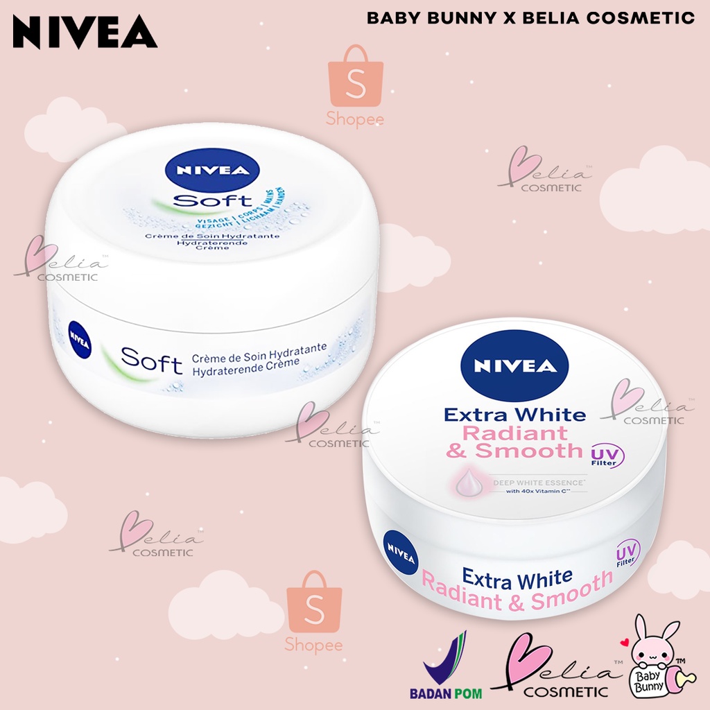 ❤ BELIA ❤ NIVEA Soft Cream &amp; Moisturizer 25 | 50 | 100 | Extra White (✔️BPOM) Nivea Men Creme 30 75