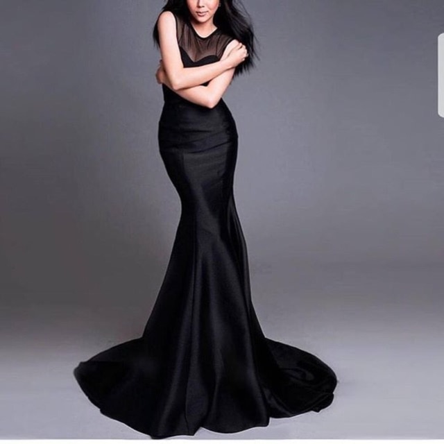 Long dress scuba hitam