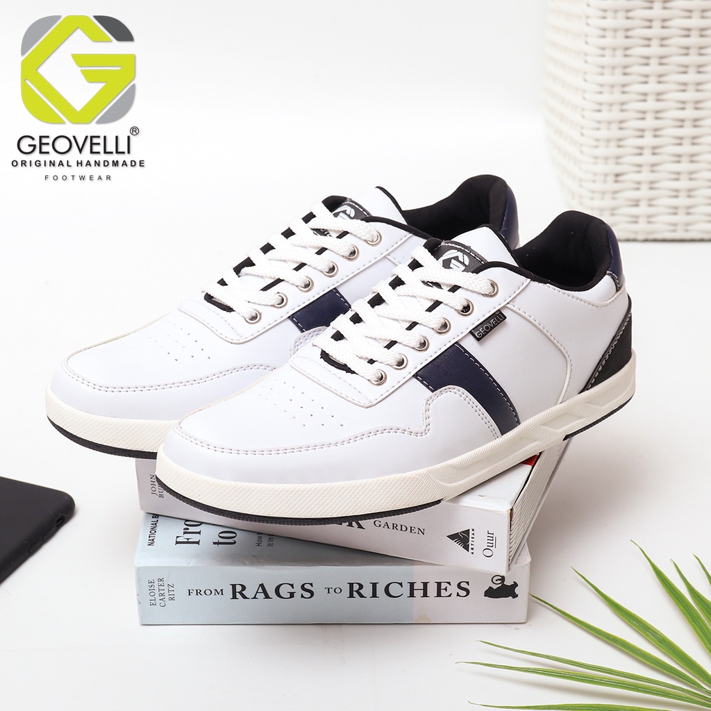 GEOVELLI White List Nevy - Sepatu Sneakers Pria Original Sepatu Kasual Sneaker Tali Cowok Lokal Terbaru Kualitas Bagus