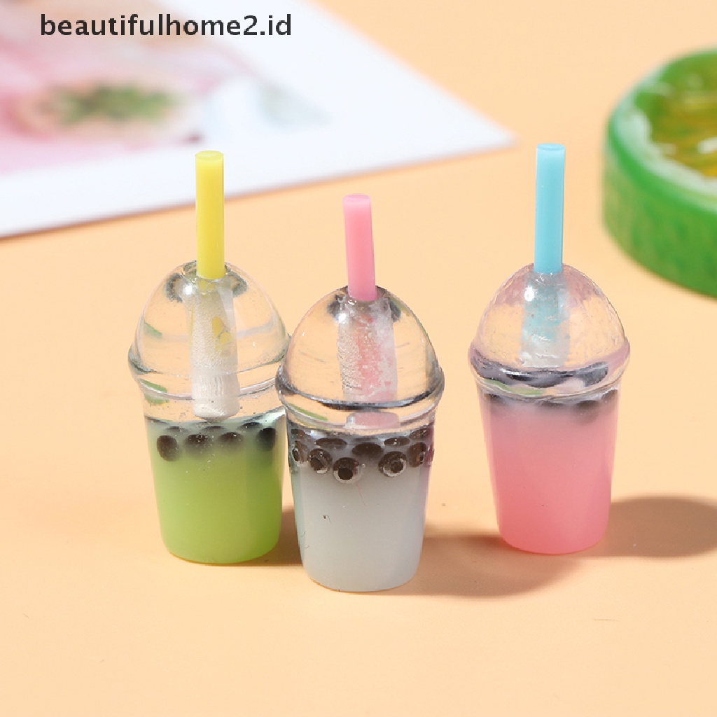 Beautifulhome2.Id 5pcs Miniatur Gelas Pearl Milk Tea Aksesoris Dapur Rumah Boneka 1: 12