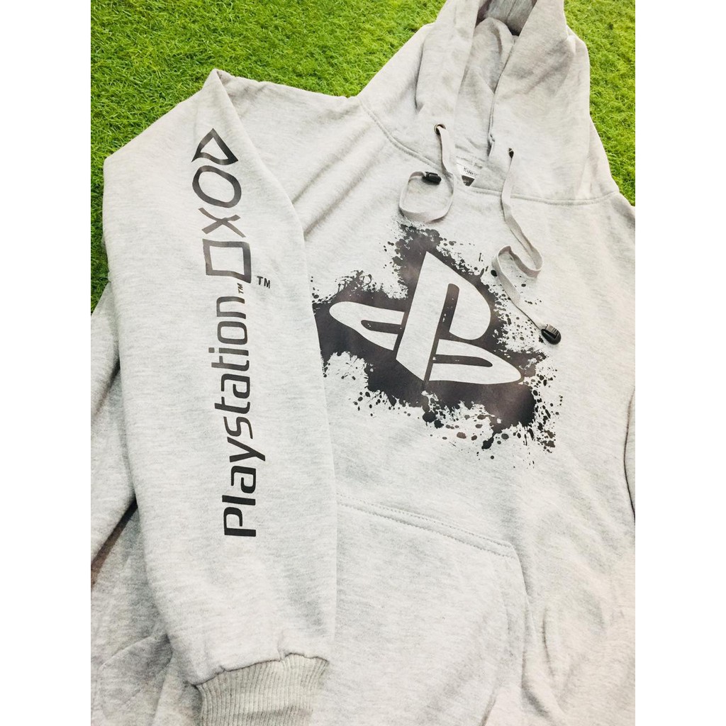 Hoodie Gamer Playstation Splash WHITE Cotton Fleece Premium Quality