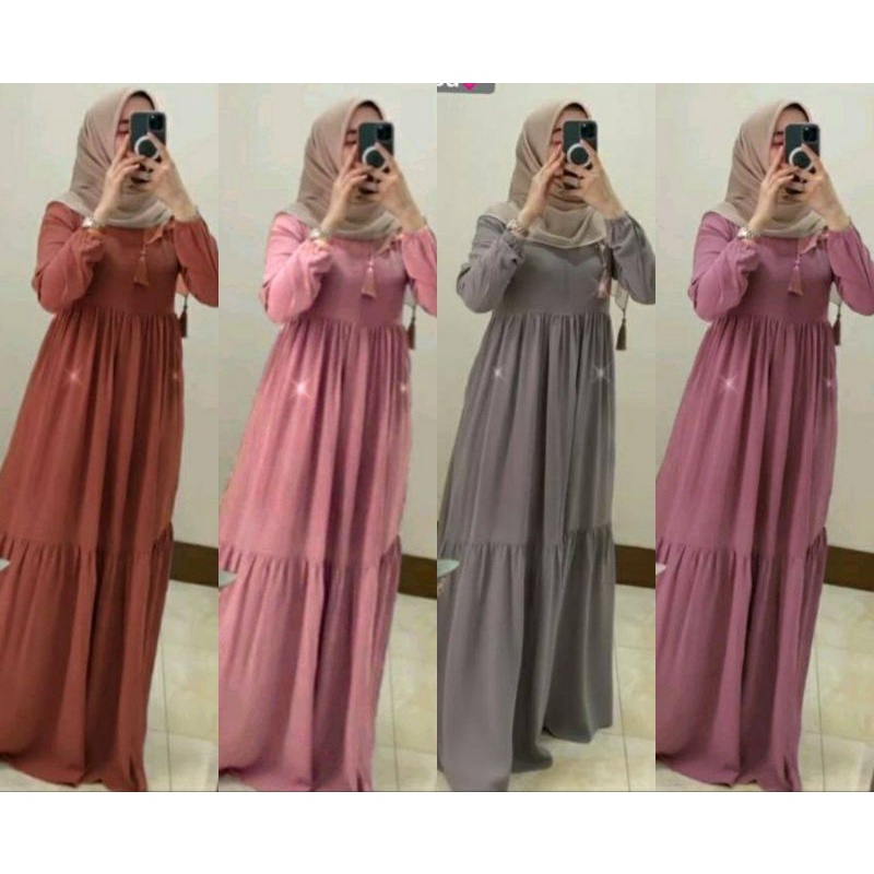 Gamis Rayon Crinkle Gamis Polos Mewah