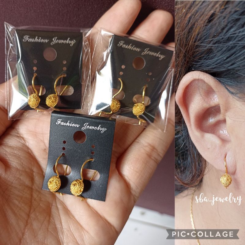 anting alpaka lapis emas bali