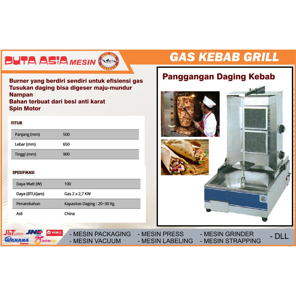 GAS KEBAB GRILL/ MESIN PEMANGGANG DAGING KEBAB