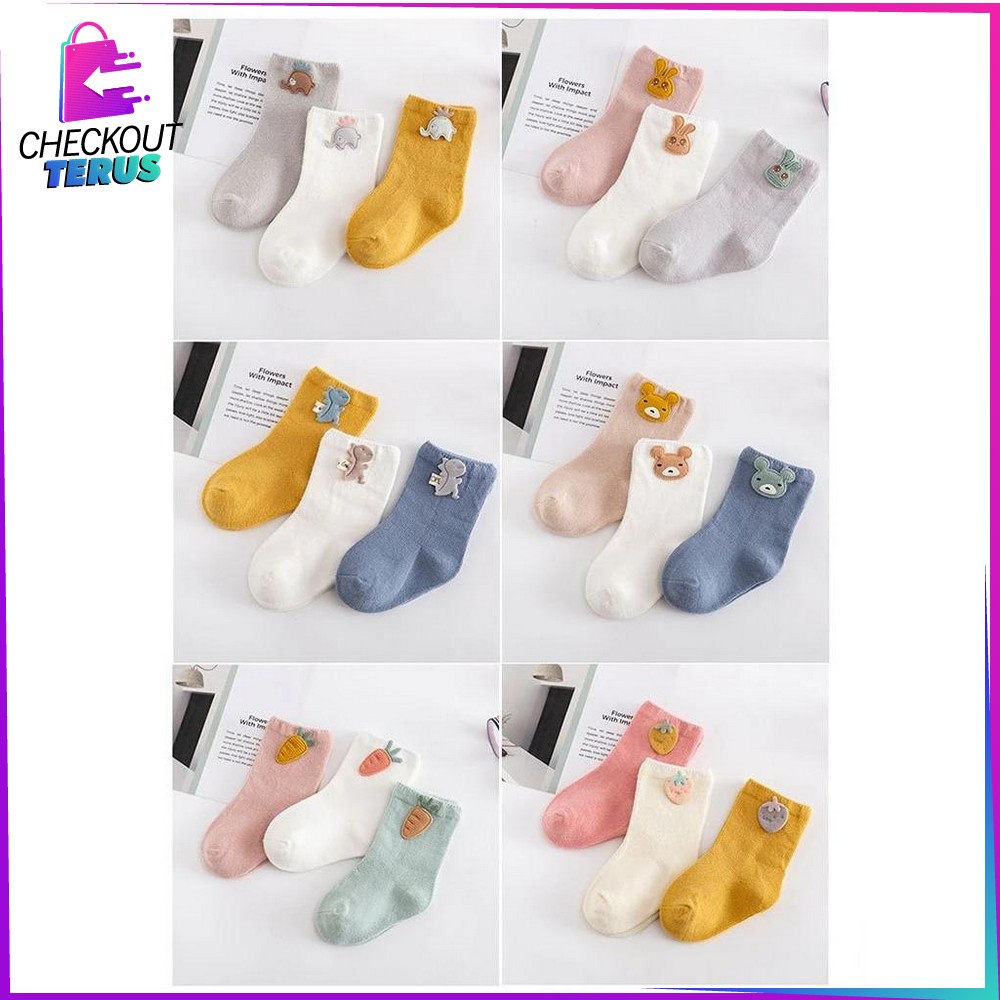 CT P88 Kaos Kaki Anak Bayi Cotton 3IN1 Baby Socks Kaos Kaki Bayi Laki Laki Perempuan Bahan Katun Kaos Kaki Bayi Lembut