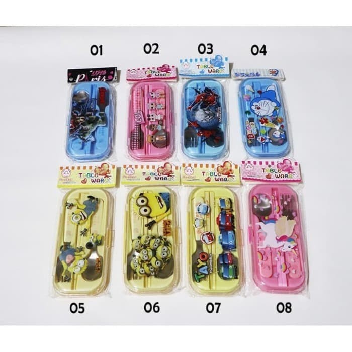set alat makan karakter perlengkapan makan anak barbie