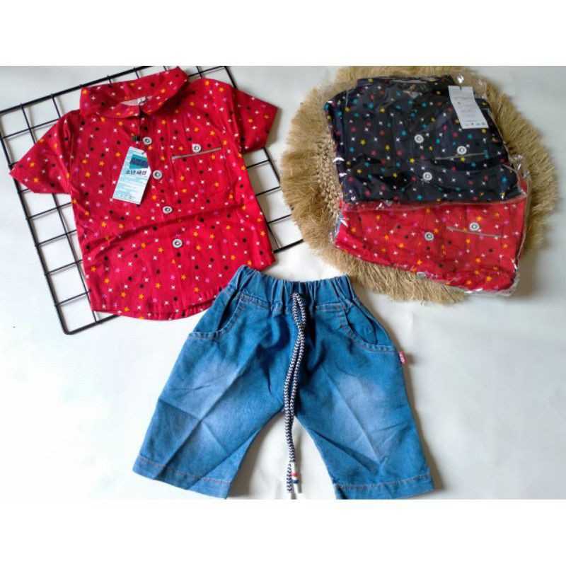 SETELAN KEMEJA ANAK LAKI AISON SIZE SML 468