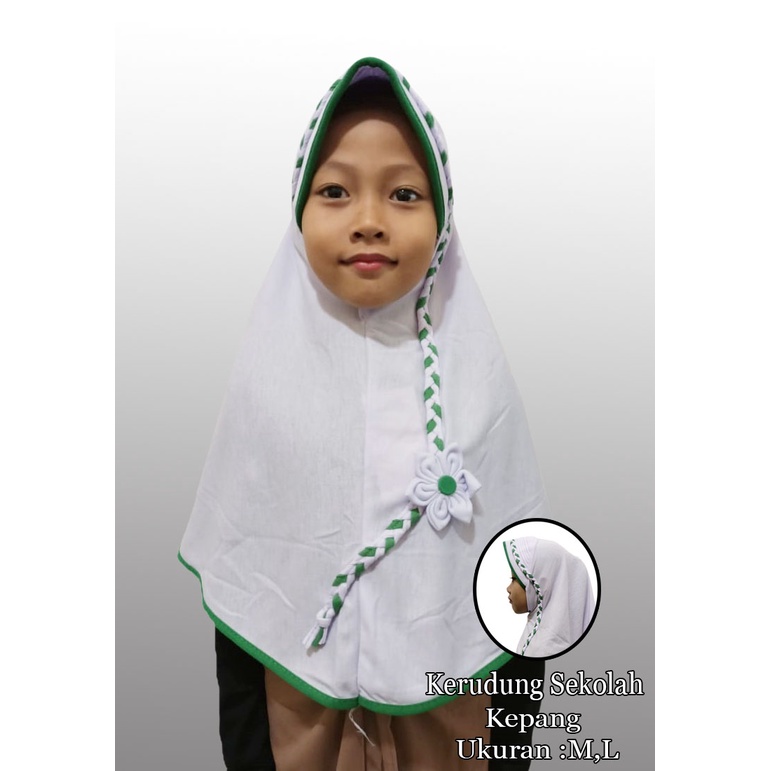 Kerudung Anak Sekolah SD Model Kepang Size M Jilbab Instan Anak Sekolah Hijab Anak Pasar Hija'b