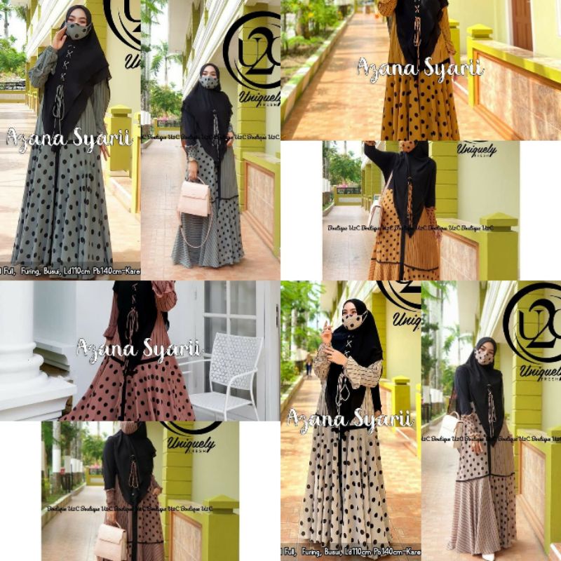 gamis terbaru madina syari & azana syari polka salur gradasi madinah syari