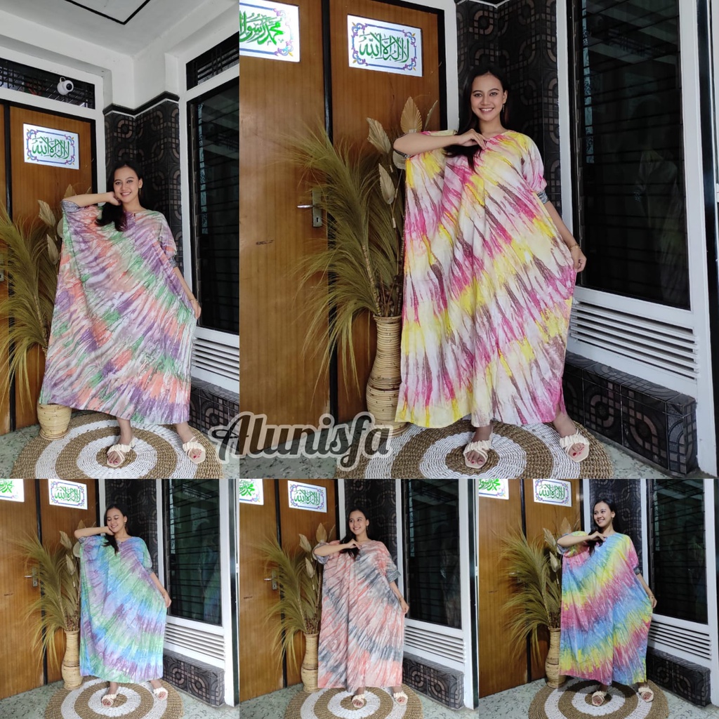 Gamis Kaftan Super Jumbo  Tie Dye katun soft Premium - Home Dress Big Size