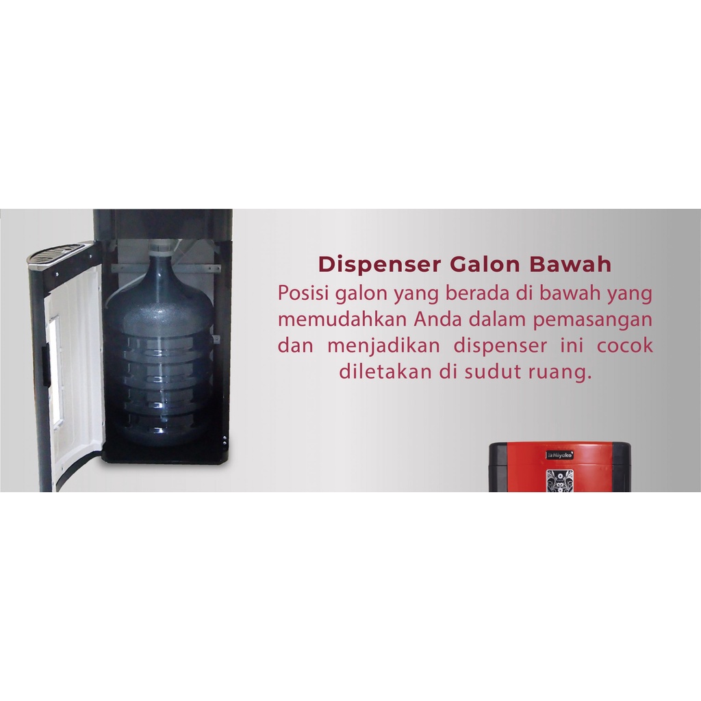 Miyako WDP 200 H Dispenser - Black Red [Galon Bawah/Hot &amp; Normal]