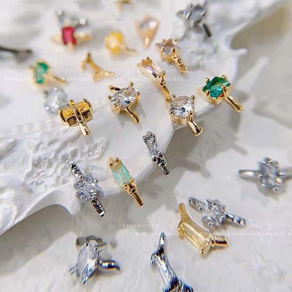 Mxbeauty Cincin Kuku 3D Bahan Alloy Warna Silver / Gold Untuk Dekorasi Nail Art Charms