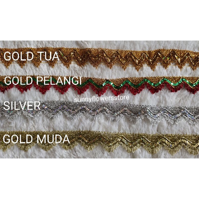 RENDA INDIA GOLD SILVER 4783 LEBAR 3,8 CM ISI 17 YARD