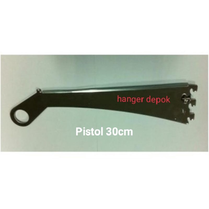 DAUN BREKET PISTOL UKURAN 30CM PENYANGGA RAK DAN GANTUNGAN PIPA BULAT BESI